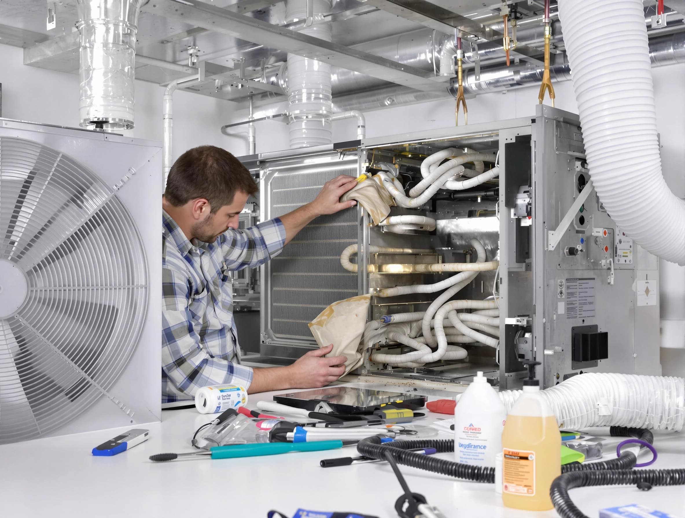 Sandy Air Duct Cleaning specialist performing precision AC coil cleaning in Sandy