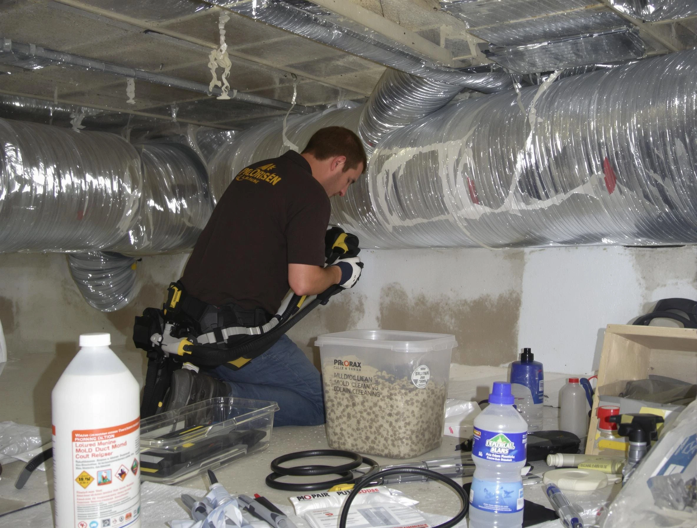 Sandy Air Duct Cleaning specialist performing professional mold removal from air ducts in Sandy