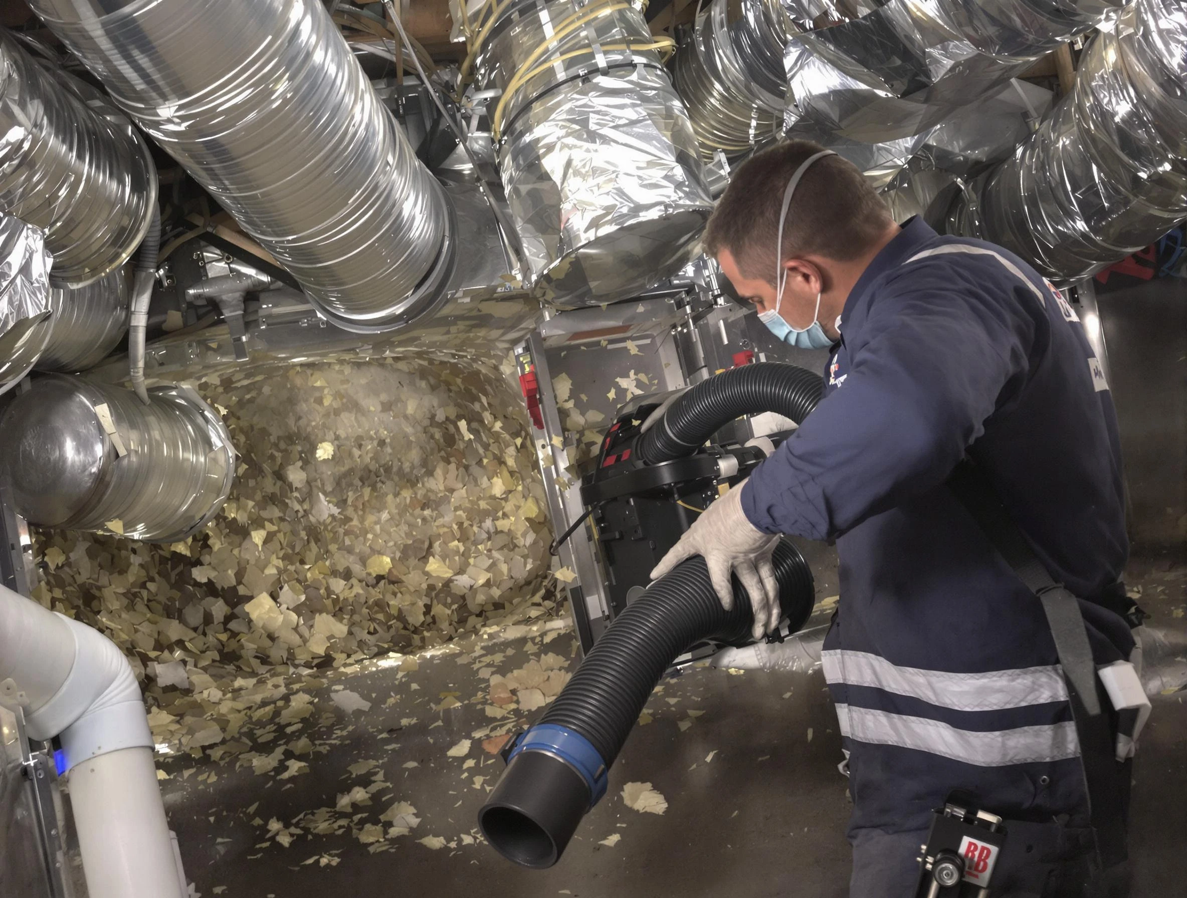 Sandy Air Duct Cleaning specialist operating negative pressure cleaning equipment for thorough duct maintenance in Sandy